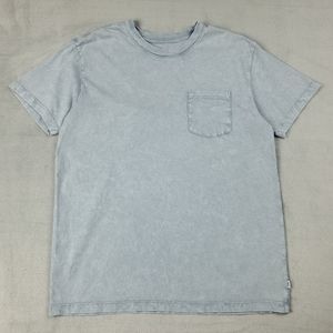 Katin T Shirt Mens Medium Organic Cotton Acid Wash Chest Pocket Crewneck Blue
